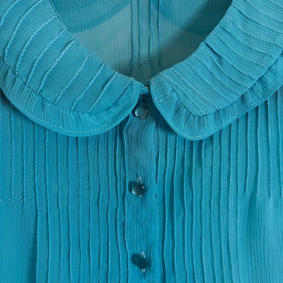 Sans Souci Vintage Inspired Turquoise Blouse - Picture 3 of 10